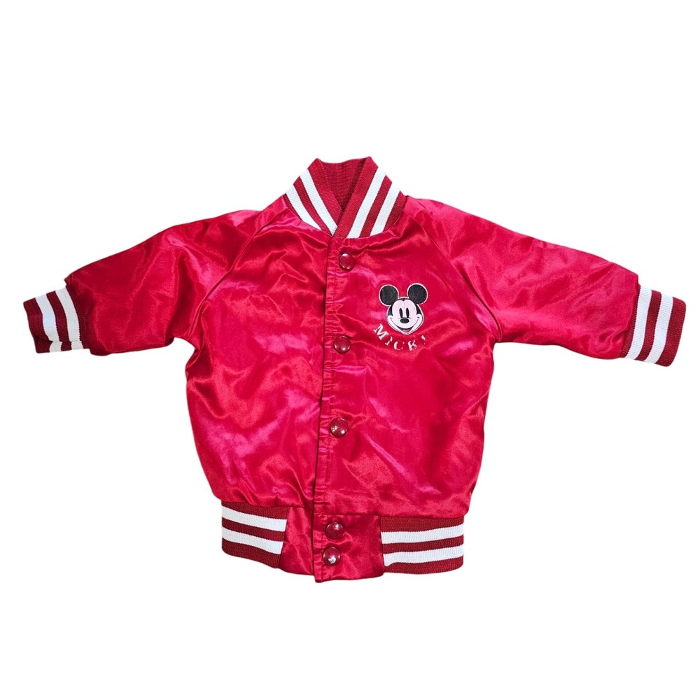 Vintage Mickey Mouse Locker Line 12 month red nylon bomber jacket